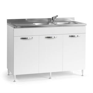 LAVELLO CUCINA CON SOTTOLAVELLO 120CM BIANCO (GOCCIOLATOIO SINISTRO) in Arredamento