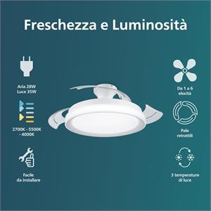 PLAFONIERA CON VENTILATORE BLISS 35+28W: LUCE LED E VENTILAZIONE SILENZIOSA COLORE BIANCO in Illuminazione