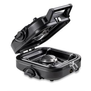 FORNELLO A GAS PORTATILE 2 FUOCHI PIEGHEVOLE KEMPER 104981N NERO in Arredamento giardino