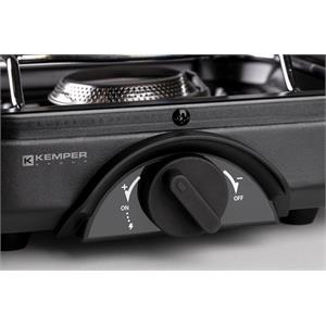 FORNELLO A GAS PORTATILE 2 FUOCHI PIEGHEVOLE KEMPER 104981N NERO in Arredamento giardino
