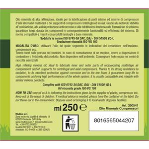 OLIO PER COMPRESSORI 250ML in Utensileria