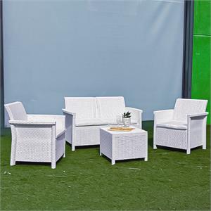 SALOTTO DA GIARDINO - DOLCEFARNIENTE - TAVOLO, POLTRONE, DIVANO 2 P. - BIANCO in Arredamento giardino