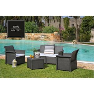 SALOTTO DA GIARDINO - DOLCEFARNIENTE - SET TAVOLO, POLTRONE E DIVANO 2 POSTI - ANTRACITE in Arredamento giardino