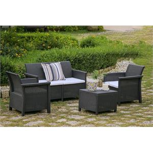 SALOTTO DA GIARDINO - DOLCEFARNIENTE - SET TAVOLO, POLTRONE E DIVANO 2 POSTI - ANTRACITE in Arredamento giardino