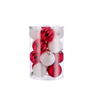 SET 16 PALLINE DI NATALE BIANCO E ROSSO - ø8 CM in Natale