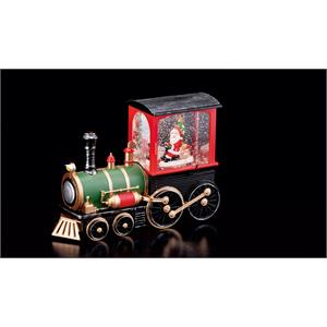 Paesaggio invernale in plastica da interno con 17 LED, movimento e musica (funzionamento a pila 3AA x 1,5V)diam. cm. 23,5 x h. cm. 28 in Natale