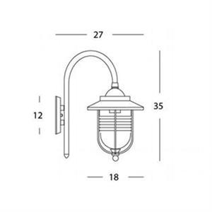 APPLIQUE IN BASSO LINEA PORTO PICCOLA - E27 - RUGGINE in Illuminazione