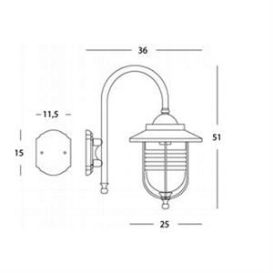 APPLIQUE IN BASSO LINEA PORTO GRANDE  - E27 - RUGGINE in Illuminazione