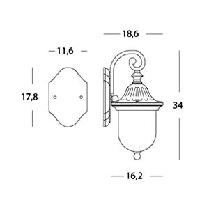 APPLIQUE DA PARETE IN BASSO - RAIN - E27 - RUGGINE in Illuminazione