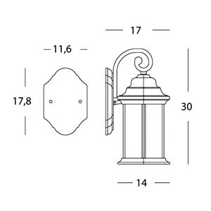 APPLIQUE DA PARETE IN BASSO RUDE - E27 - RUGGINE in Illuminazione