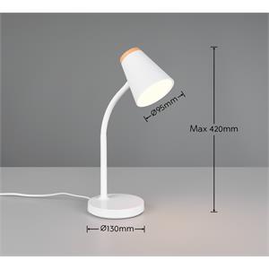 LAMPADA DA STUDIO LED BIANCA CON BASE - BRACCIO FLESSIBILE - H36 CM - 500 LUMEN - 3000K - PONGO in Illuminazione