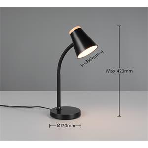 LAMPADA DA STUDIO LED NERA CON BASE - BRACCIO FLESSIBILE - H36 CM - 500 LUMEN - 3000K - PONGO in Illuminazione