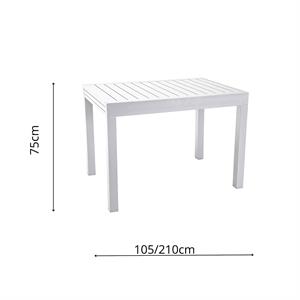 TAVOLO DA GIARDINO IN ALLUMINIO ALLUNGABILE - NEW CLEVELAND - 105-210 CM - BIANCO in Arredamento giardino