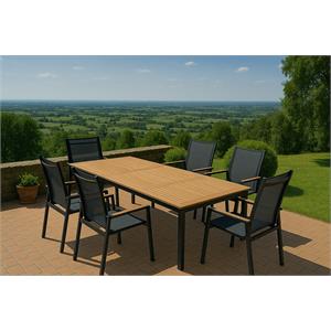 SET TAVOLO E SEDIE DA GIARDINO IN ALLUMINIO IDAHO PLUS - TAVOLO ALLUNGABILE 180-240 CM CON 6 SEDIE in Arredamento giardino