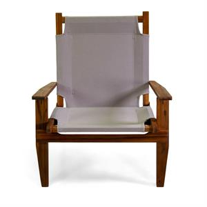 POLTRONA DA GIARDINO IN LEGNO DIANE CON TESSUTO GRIGIO in Arredamento giardino