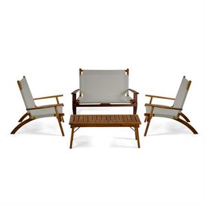 SALOTTO DA GIARDINO IN LEGNO - SET TAVOLO E POLTRONE - DIANE - ECRU in Arredamento giardino