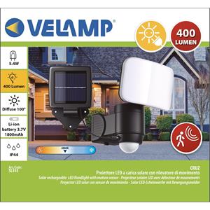 FARETTO LED CON PANNELLO SOLARE E SENSORE DI MOVIMENTO CRUZ 400 LUMEN in Illuminazione