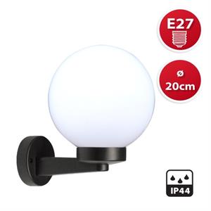 APPLIQUE DA PARETE A SFERA 20 CM - APOLUX - E27 - BIANCO in Illuminazione