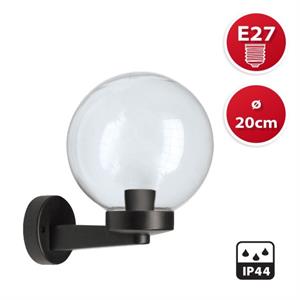 APPLIQUE DA PARETE A SFERA 20 CM - APOLUX - E27 - TRASPARENTE in Illuminazione