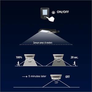 LAMPIONE SOLARE LED CON SENSORE DI MOVIMENTO - 15W - 1600 LUMEN in Illuminazione