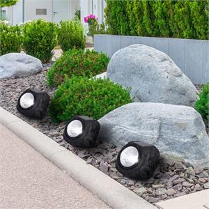LAMPADA DA ESTERNO SOLARE - PIETRA DECORATIVA LUMINOSA 3 LED - ROCK in Illuminazione