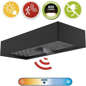 APPLIQUE SOLARE DA ESTERNO LED CON SENSORE DI MOVIMENTO - TEGEL - 800 LUMEN - NERA in Illuminazione