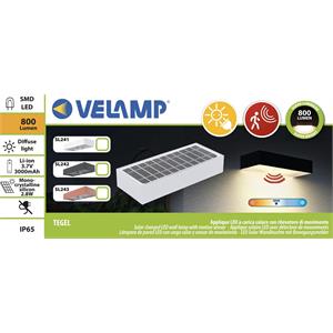 APPLIQUE SOLARE DA ESTERNO LED CON SENSORE DI MOVIMENTO - TEGEL - 800 LUMEN - NERA in Illuminazione