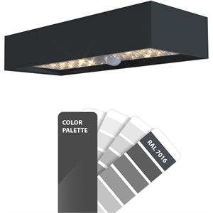 APPLIQUE SOLARE DA ESTERNO LED CON SENSORE DI MOVIMENTO - TEGEL - 800 LUMEN - ANTRACITE in Illuminazione