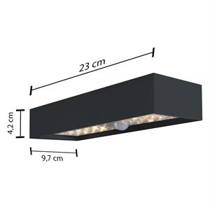 APPLIQUE SOLARE DA ESTERNO LED CON SENSORE DI MOVIMENTO - TEGEL - 800 LUMEN - ANTRACITE in Illuminazione