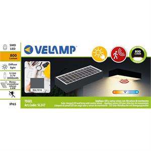 APPLIQUE SOLARE DA ESTERNO LED CON SENSORE DI MOVIMENTO - TEGEL - 800 LUMEN - ANTRACITE in Illuminazione