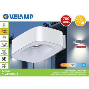 APPLIQUE DA ESTERNO CON PANNELLO SOLARE LED VELAMP ANGEL 700 LUMEN in Illuminazione