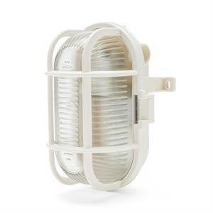 APPLIQUE DA ESTERNO OVALE IN PLASTICA E VETRO - E27 - BIANCO in Illuminazione