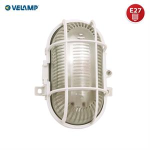 APPLIQUE DA ESTERNO OVALE IN PLASTICA E VETRO - E27 - BIANCO in Illuminazione