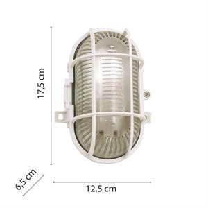 APPLIQUE DA ESTERNO OVALE IN PLASTICA E VETRO - E27 - BIANCO in Illuminazione
