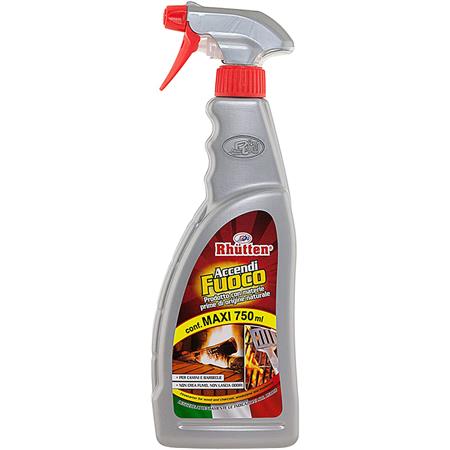 accendifuoco rhutten liquido spray per legna e carbonella 750ml