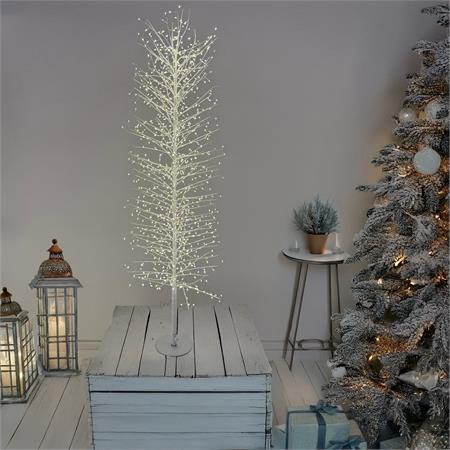 albero di natale con luci led incorporate moderno slim 140cm 1000 microled tiglio bianco