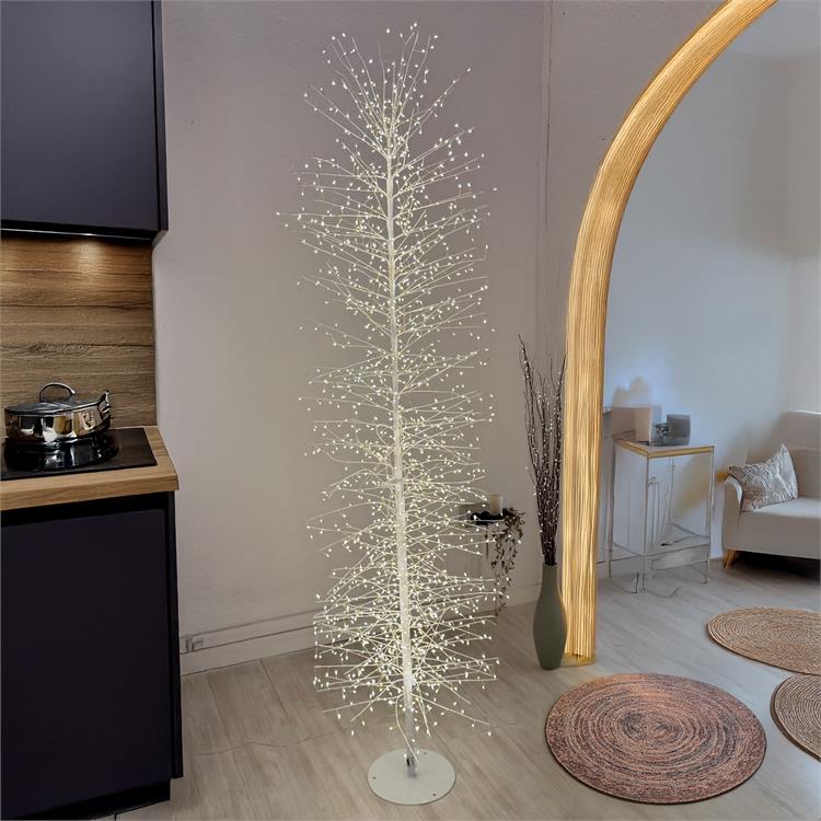 ALBERO DI NATALE CON LUCI LED INCORPORATE MODERNO SLIM 170CM 1416 MICROLED TIGLIO BIANCO