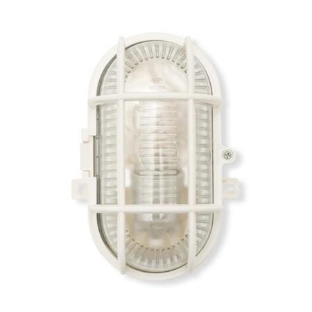 applique da esterno ovale in plastica e vetro e27 bianco