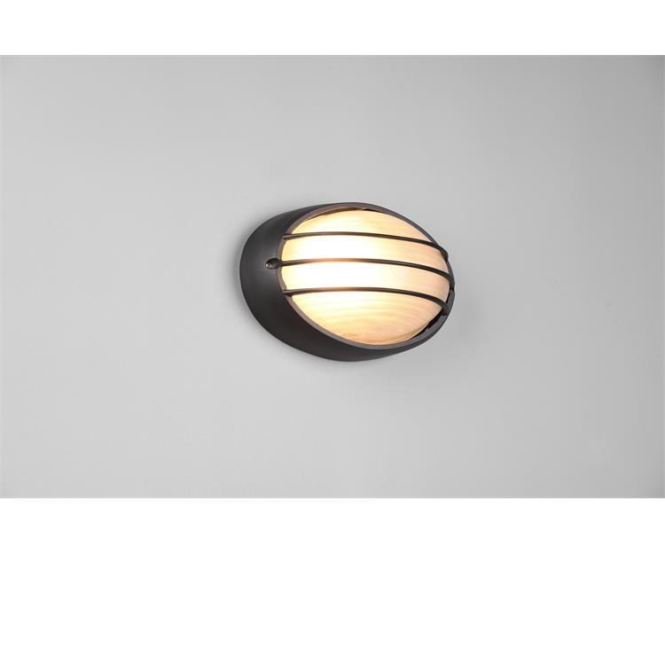 APPLIQUE DA PARETE OVALE 21,3 CM - TIRSO - E27 - NERO OPACO