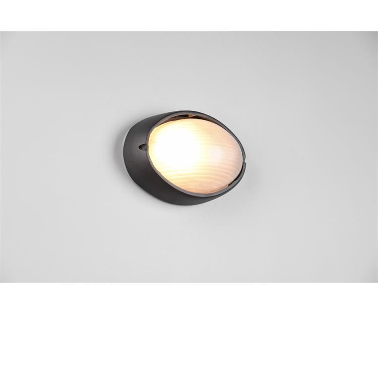 APPLIQUE DA PARETE OVALE 21 CM - TEMO - E27 - NERO OPACO