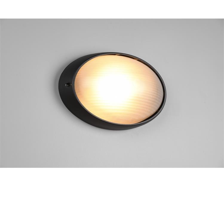 APPLIQUE DA PARETE OVALE 32 CM - TEMO - E27 - NERO OPACO