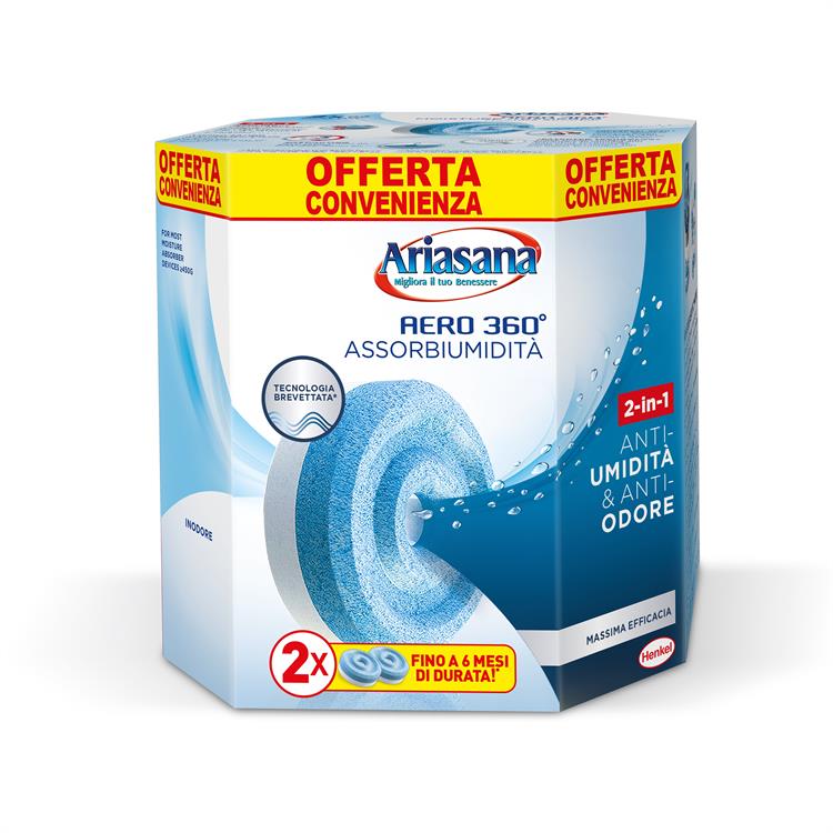 ARIASANA RICARICA DEUMIDIFICATORE AERO 360 INODORE- 2 TAB X 450GR