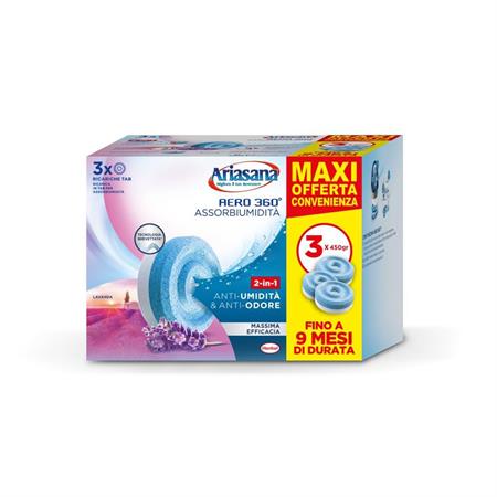 ariasana ricarica deumidificatore aero 360 lavanda 3 tab x 450gr