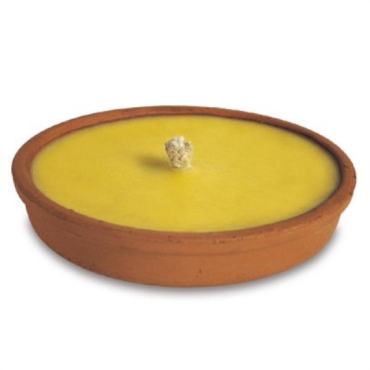 CANDELA TERRACOTTA ALLA CITRONELLA DIAMETRO 18 CM. PER ALLONTANARE ZANZARE STOPPINTO ANTIVENTO