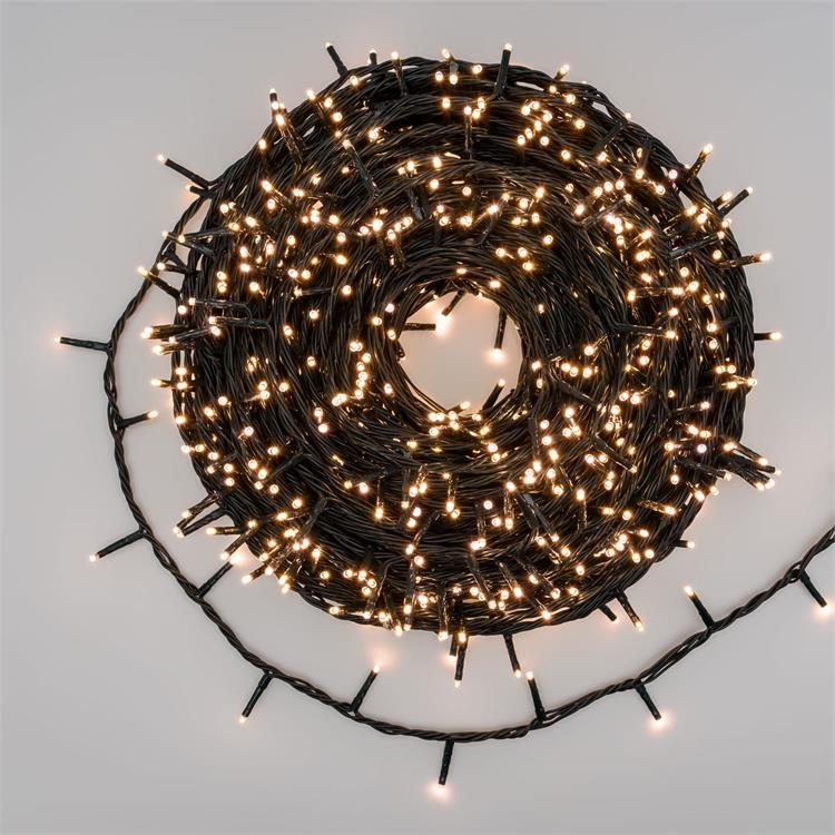 CATENA LUMINOSA 50 MT - LUCI ALBERO DI NATALE ESTERNO E INTERNO - 1000 MINILED - BIANCO CALDO