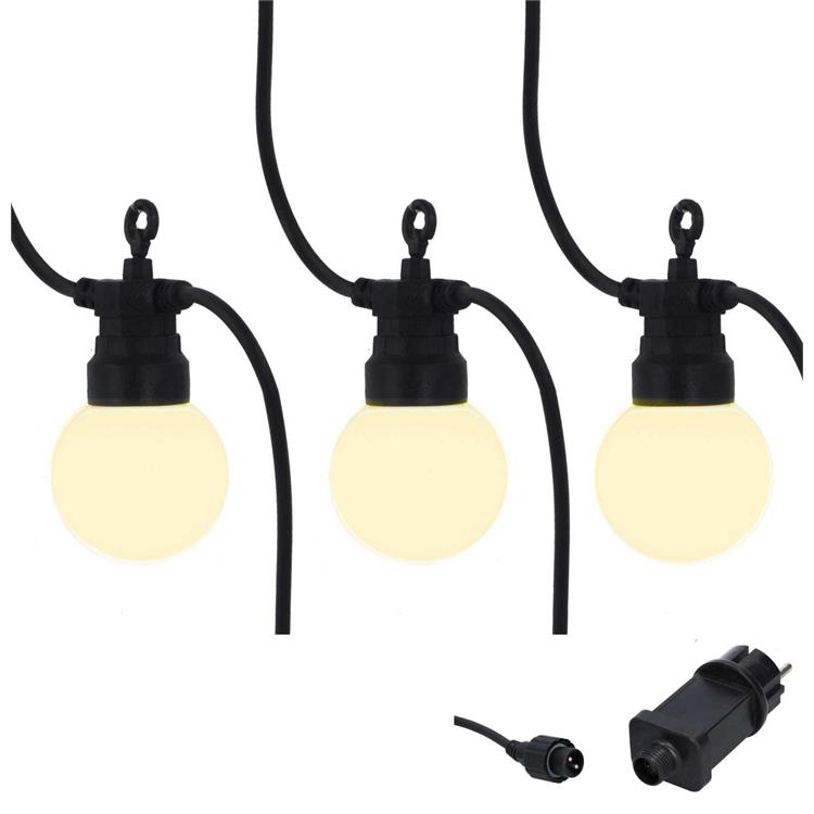 CATENARIA LUCI DA ESTERNO CON 10 LAMPADE LED 5MT BIANCO CALDO