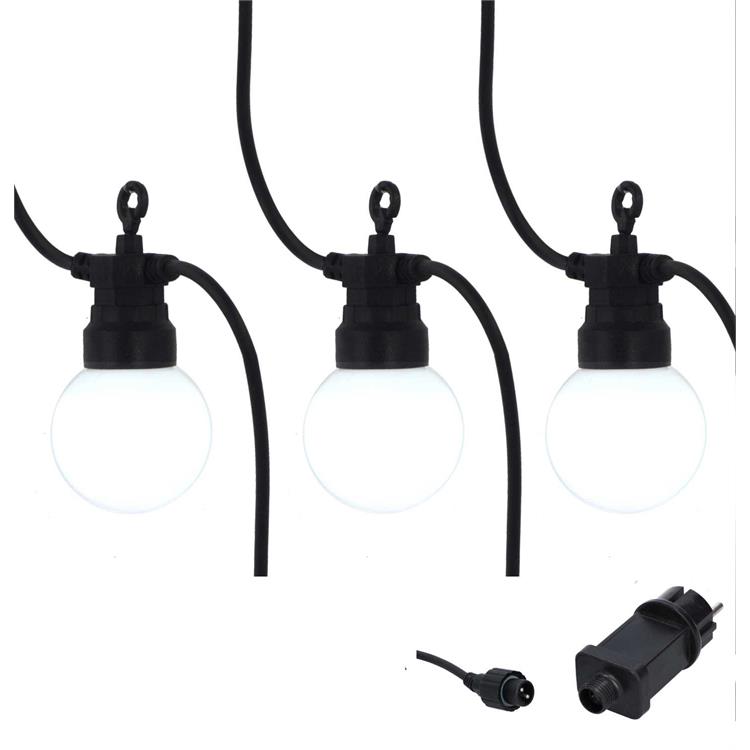 CATENARIA LUCI DA ESTERNO CON 10 LAMPADE LED 5MT BIANCO CALDO