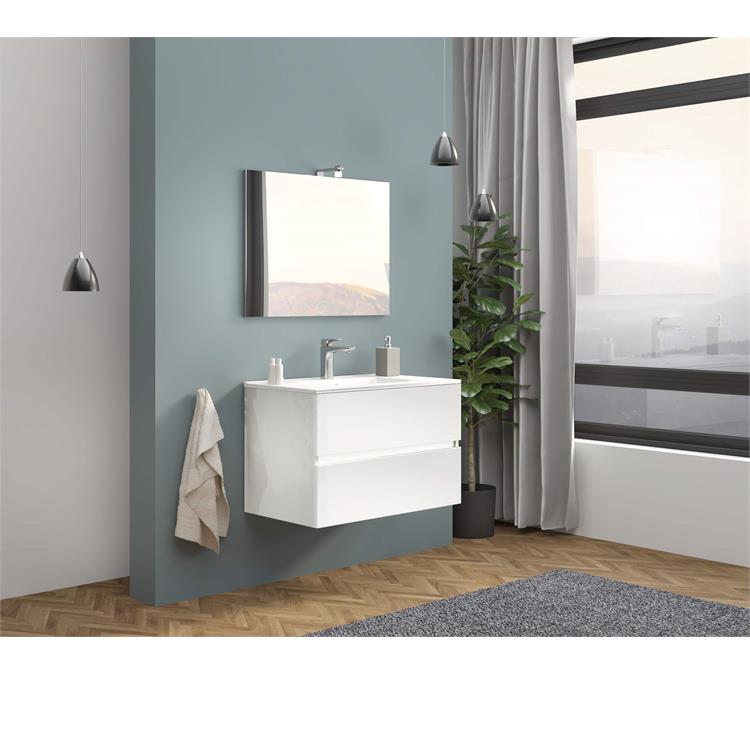 COMPOSIZIONE EASY 80CM BIANCO LUCIDO, SPECCHIO+LED