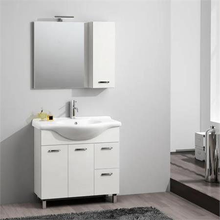 mobile bagno con specchiera e lavabo 85 cm nicoletta bianco
