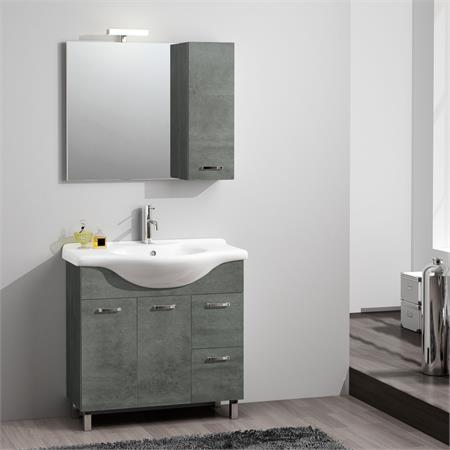 mobile bagno con specchiera e lavabo 85 cm nicoletta cemento